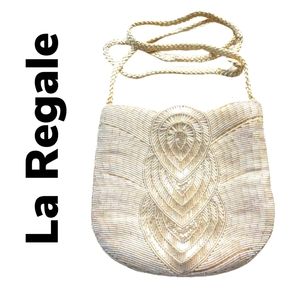 Cream Beaded Wedding Clutch